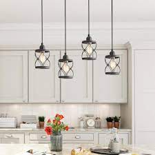 Chandelier lighting also hangs from the ceiling but features a branched system with many lights as opposed to one light like pendants. Lnc Modern Farmhouse 1 Light Mini Pendant With Dark Pewter Geometric Openwork Cage Design Shade A03475 The Home Depot