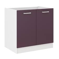 Ultra Meuble Bas De Cuisine Sous Evier L 80 Cm Aubergine Mat Achat Vente Elements Bas Ultra Meuble Bas Cdiscount