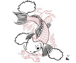 Couple of koi fish illustration in realistic brush modern art style. Koi Fish Chinese Drawing Novocom Top