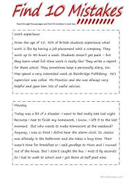 Find 10 Mistakes 2 Pages Task 2 Pages Key English Esl Worksheets Teaching English Grammar English Grammar Worksheets Teaching Reading Comprehension