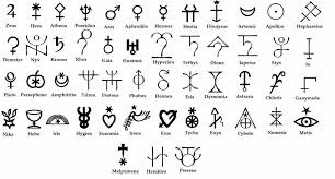 chart with symbols for hellenic gods pagan symbols greek