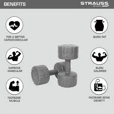Strauss Unisex Pvc Dumbbells Weight For Men & Women | 5Kg (Each)| 10Kg –  Strausssport