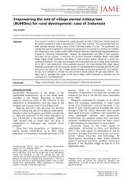 © © all rights reserved. Pdf Empowering The Role Of Village Owned Enterprise Bumdes For Rural Development Case In Indonesia