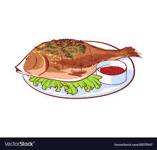 Sea Fish With Sauce Isolated Icon Vector Image On Vectorstock Sea Fish Vector Fish Clipart