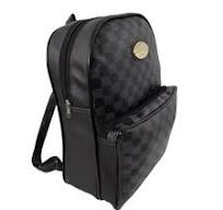 Mochila de costas feminina preta/xadrez