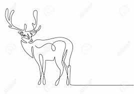 One Line Design Silhouette Of Deer Continuous Hand Drawn Minimalism Line Art Drawings Deer Drawing One Line Animals
