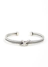 Sterling Silver And Diamond David Yurman X Double Cable Bracelet David Yurman Cable Bracelet Cable Bracelets David Yurman Jewelry
