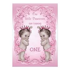 Create your own unique greeting on a baby shower card from zazzle. Pink Vintage Princess Twins 1st Birthday Invitation Zazzle Com Twins Baby Shower Invitations Twin Girls Baby Shower Baby Shower Invites For Girl