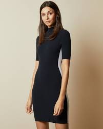 Short Sleeve Knitted Bodycon Dress Navy Dresses Ted Baker Uk In 2020 Knitted Bodycon Dress Classic Bodycon Dress Bodycon Dress