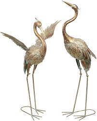Crane birds & birdhouses metal garden ornaments & statues. 2pcs 33 5 39inch Garden Ornament Metal Crane Bird Garden Statues Decor Garden Art Sculpture Standing Indoor Outdoor Buy Garden Statues Garden Statues Garden Statues Product On Alibaba Com
