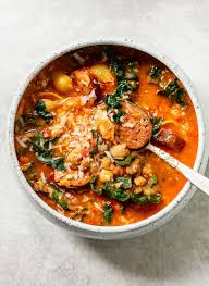 One Bowl Chorizo Chickpea Stew With Greens