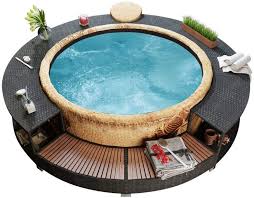 Galapara Rattan Spa Umrandung Rund Fur Whirlpool Spa Poly Rattan Hartholz Whirlpool Spa Whirlpool Wanne