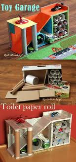 Car Garage Made From Toilet Rolls And Cardboard Boxes Artisanat En Carton Boite En Carton Et Jouets Diy