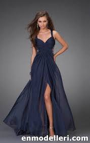 Askili Lacivert Sifon Elbise Modelleri 2014 2014 Modelleri Elbise Modelleri Sifon Elbise Elbise