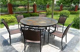 63 39 39 Round Slate Outdoor Patio Dining Table Stone Oceane Outdoor Patio Table Patio Tiles Tile Patio Table