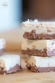 3 Pieces Of Brown And White Keto Fudge Stacked On Top Of Each Other Fudge Recipes Ketogenic Desserts Keto Fudge
