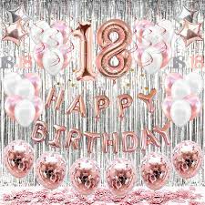Just because turning eighteen signifies adulthood doesn't mean it's time to give up birthday parties! Hapycity 18th Birthday Decorations Balloons 55pack Rose Gold 18 Balloons Number Happy 18 Party Supplies For Her Perfect For Birthday Party Buy Online In Sweden At Sweden Desertcart Com Productid 181481905