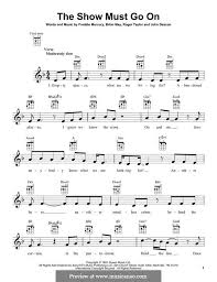 Queen The Show Must Go On Live Freddie Mercury The Show Must Go On Queen By B May Freddie Mercury J Deacon R Taylor On Musicaneo Sheet Music Notes Ukulele Music Sheet Music