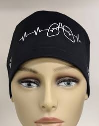 Lungs Ekg Hybrid, Ponytail , Mens,surgeon Cap, Bouffant, Pixie Scrub Caps
