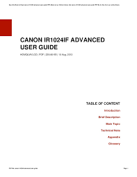 And its affiliate companies (canon) make no guarantee of any kind with regard to the content, expressly disclaims all. Canon Ir1024if Advanced User Guide