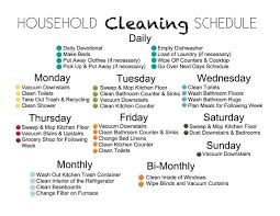 weekly household cleaning schedule house cleaning schedule