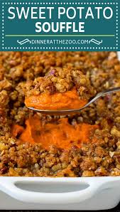 This Sweet Potato Souffle Is A Creamy Blend Of Sweet Potatoes And Spices Topped With A Brown S In 2020 Sweet Potato Souffle Cooking Sweet Potatoes Sweet Potato Recipes