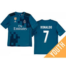 Lors de la suite de la saison, il continue de marquer, notamment avec un triplé dès la reprise. Youth Cristiano Ronaldo 7 Real Madrid 2017 18 Teal Dark Blue Third Authentic Jersey