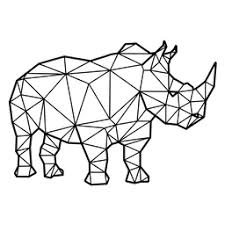 Aesthetic Black And White Geometric Animal Drawings Rhino Standing Polygonal In 2020 Geometric Drawing Geometric Art Geometric Animals
