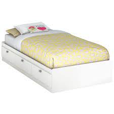 Platform sleeping single bed frame solid wood oak with 3 storage drawers for adults kids. Twin Size White Platform Bed For Kids Teens Adults With 3 Storage Drawers Fastfurnishings Com