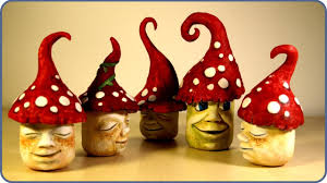 How to make a garden gnome out of clay. Diy Fairy Garden Mushroom Gnomes Youtube