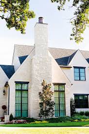 White modern farmhouse with stone. Modern White Stone House Novocom Top