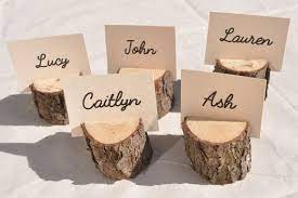 Wood specialists always have a whole lot of creativity embedded in them. 20 Wood Place Card Holders Rustic Place Card Holders With Bark For Rustic Wedding Decor Table Wooden Place Card Holders Wedding Name Cards Place Card Holders