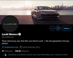 Stay up to date on the latest stock price, chart, news, analysis, fundamentals, trading and investment tools. Lucid Motors Increases Its Twitter Following After Trolling Elon Musk During His Saturday Night Live Appearance