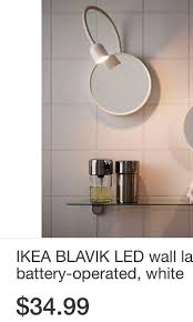 The stepless tilting function and mirrored base round out the functionality and stylish look. Battery Operated Ikea Blavik Led Wall Light With Mirror In White