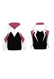 You can choose the size according to your height. Spider Gwen Hoodie Kids Spider Man Into The Spider Verse Cosplay Sweatshirt For Sale