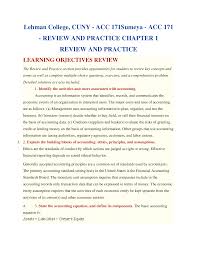Lehman College Cuny Acc 171sumeya Acc 171 Review And Practice Chapter 1 In 2020 Learning Objectives Financial Statement Chapter