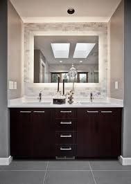 Add style and functionality to your space with a new bathroom vanity from the home depot. Interior Black Wooden Vanity With Drawers Plus Double White Sink Placed On The Gray Floor And Bathroom Vanity Designs Relaxing Bathroom Bathroom Mirror Design