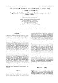Pdf Climate Risk Management For Sustainable Agriculture In Indonesia A Review Pengelolaan Resiko Iklim Untuk Pertanian Berkelanjutan Di Indonesia Sebuah Tinjauan