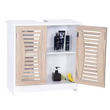 Good product you cannot miss! Under Sink Storage Bathroom Accessories Cabinet Free Standing Cupboard Unit White Bamboo Woltu Eu