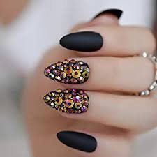 Disenos de unas acrilicas tumblr negras decoracion de unas from i0.wp.com. Amazon Com Coolnail Unas Postizas 3d Con Diseno De Rosas Y Piedras Negras Beauty