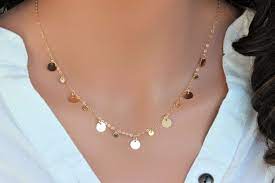 Coin Drop Necklace Disc Dangle Coin Gold Necklace Etsy Minimalist Necklace Dainty Necklace Gold Necklace