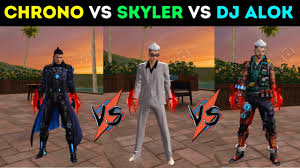 In this article we take a look at the chrono vs dj alok and who is better for aggressive gaming in free fire. Skyler Vs Dj Alok Vs Chrono Character Full Comparison Free Fire Tips And Tricks Kazoo Ff Youtube