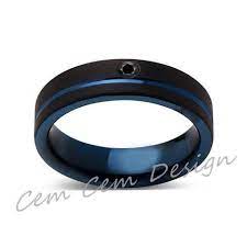 6mm New Black Diamond Black Brushed Blue Groove Tungsten Ring Mens Wedding Band Blue Ring Comfo Wedding Rings Unique Mens Wedding Rings Tungsten Wedding Bands