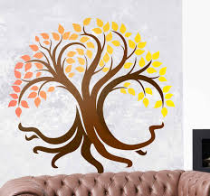 L 43,5 x h 45 cm moyen modèle: Sticker Arbre De Vie Couleurs Automnales Tenstickers