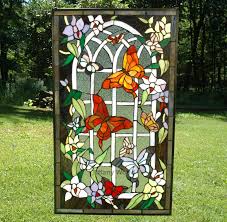 Butterfly Garden Stained Glass Flowers Stained Glass Patterns Stained Glass Designs