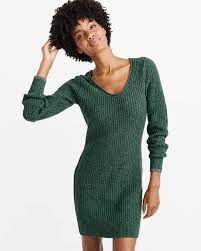 Womens V-neck Sweater Dress Womens Clearance Womens V Neck Sweaters Sweater Dress Sweater Dress Casual