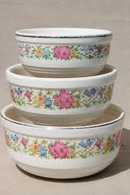 Harker hotover floral pattern dish. Floral Cross Stitch Design Vintage Hotoven Harker Mixing Bowl Dining Serving Home Living Safarni Org