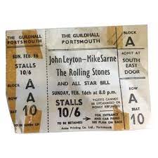 Original Rolling Stones 1964 Concert Ticket Concert Tickets Rolling Stones Bands On Tour