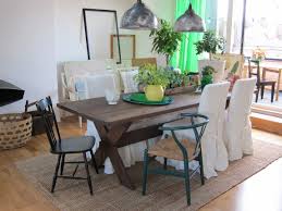 Rustic Wooden Table With White Chairs So Chic And Modern Henriksdal Chair Covers In Loose Fit Country Style Rustic Wooden Table Henriksdal Chair Cover Chair