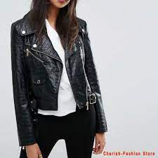 Women Faux Leather Jacket Autumn Short Coats Spring Female Clothes S Xl Belt Free Zipper Pocket Leather Jacket Girl Faux Leather Jacket Women Leather Jacket